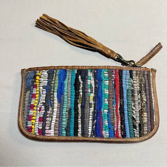 Will Leather Goods Woven Boho Clutch Wristlet • Leather Trim • Multicolor - Picture 5 of 16